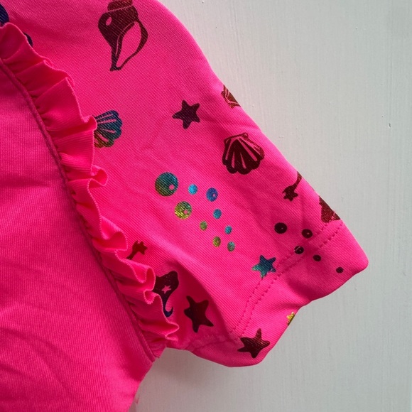 NWOT Lemon Kiss 2T Girls Hot Pink Rainbow Mermaid Swim Shirt Bathingsuit - Picture 3 of 7
